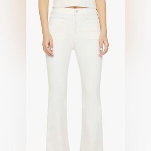 {MOTHER}Jeans Hustler Cropped Frayed White Patch Pocket